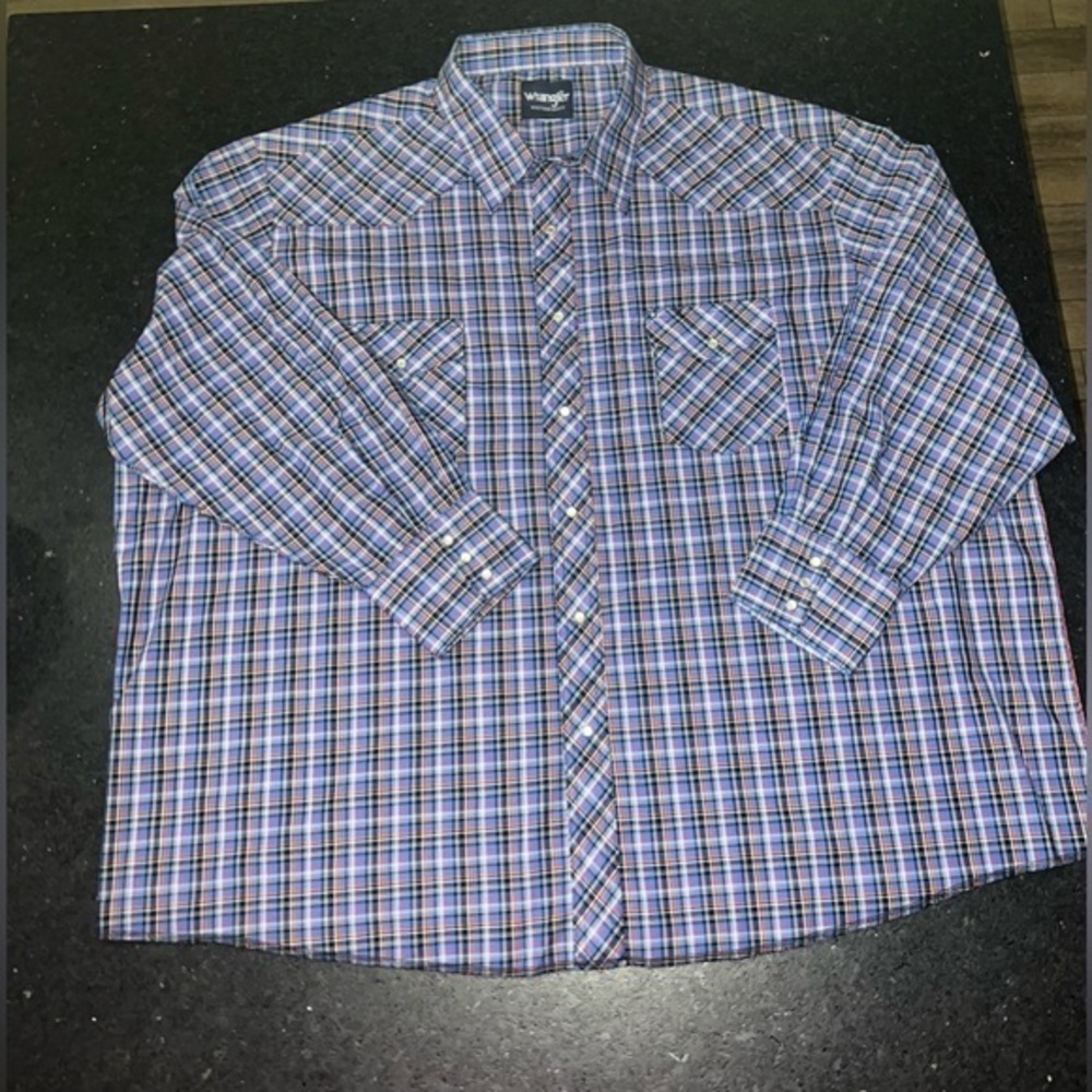UEC WRANGLER PEARL SNAP BLUE RED WHITE PLAID WESTERN LONG SLEEVE SHIRT SZ XXXL
